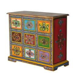 Bunte Kommode mit neun Schubladen - Leverias