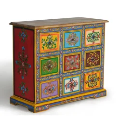 Bunte Kommode mit neun Schubladen - Leverias