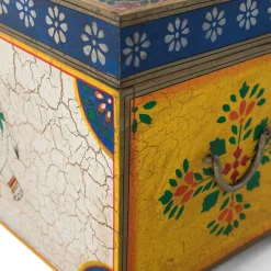 Bunte Orient Truhe mit Elefanten und blumigen Motiven - Sambo