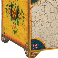 Bunte Orient Truhe mit Elefanten und blumigen Motiven - Sambo