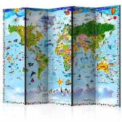 Bunter Kinderzimmer Paravent Weltkarte - Room
