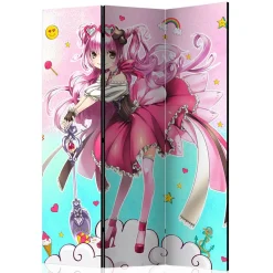 Bunter Paravent mit Manga Mädchen Motiv - Vinales