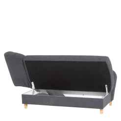 Chaiselongue in Anthrazit mit Buche - Adelina