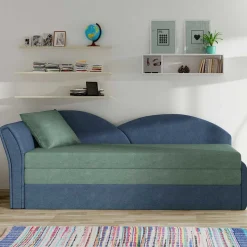 Chaiselongue mit Bettfunktion in Grün und Blau - Relisa
