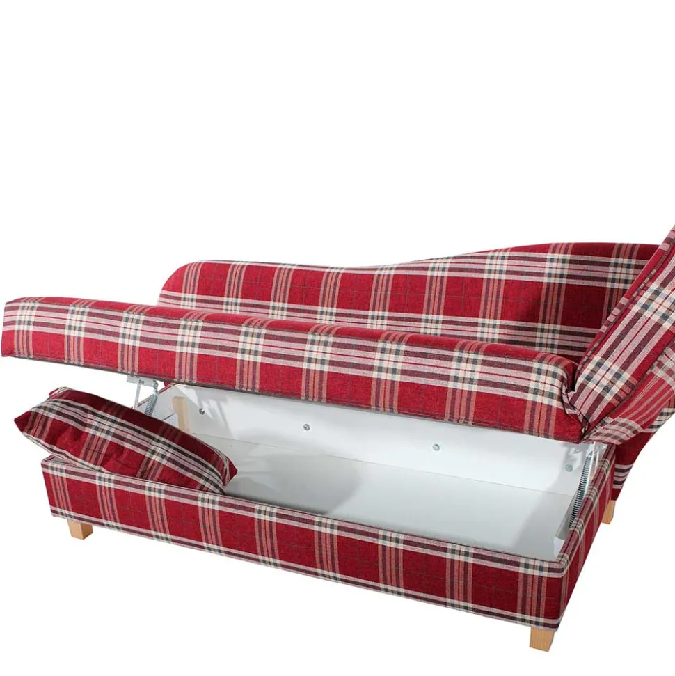 Chaiselongue mit Karomuster in Rot Weiß - Apel
