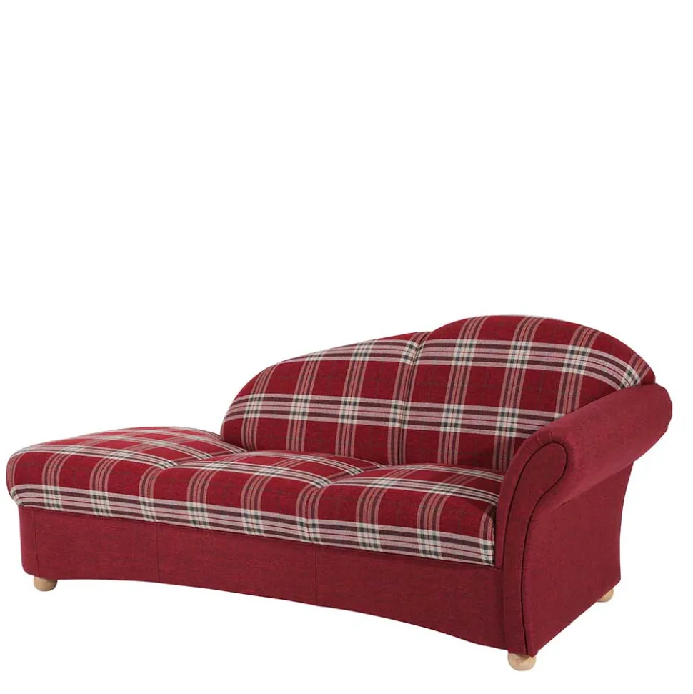 Chaiselongue mit Karostoff in Rot - Lyatea