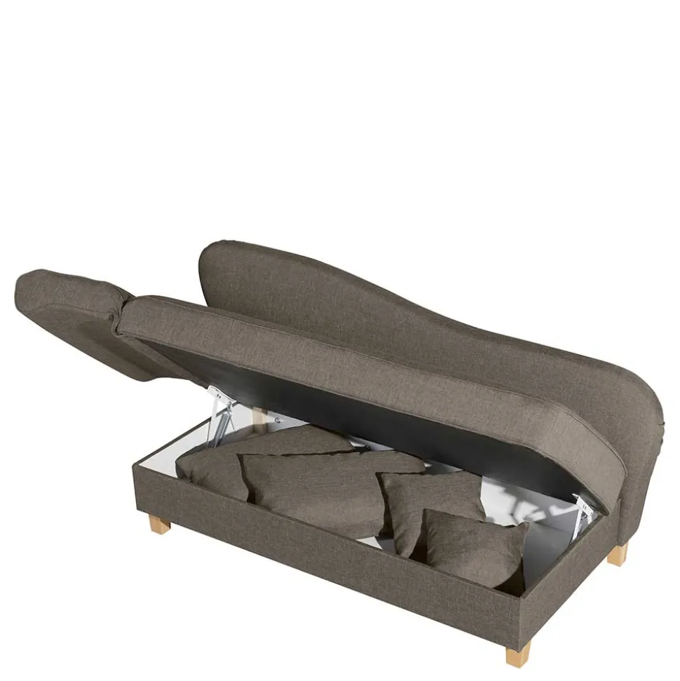 Chaiselounge in Beigegrau mit Buche - Senade