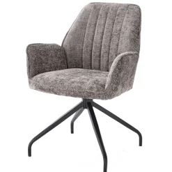 Chenille Armlehnenstühle in Anthrazit - Efate (2er Set)