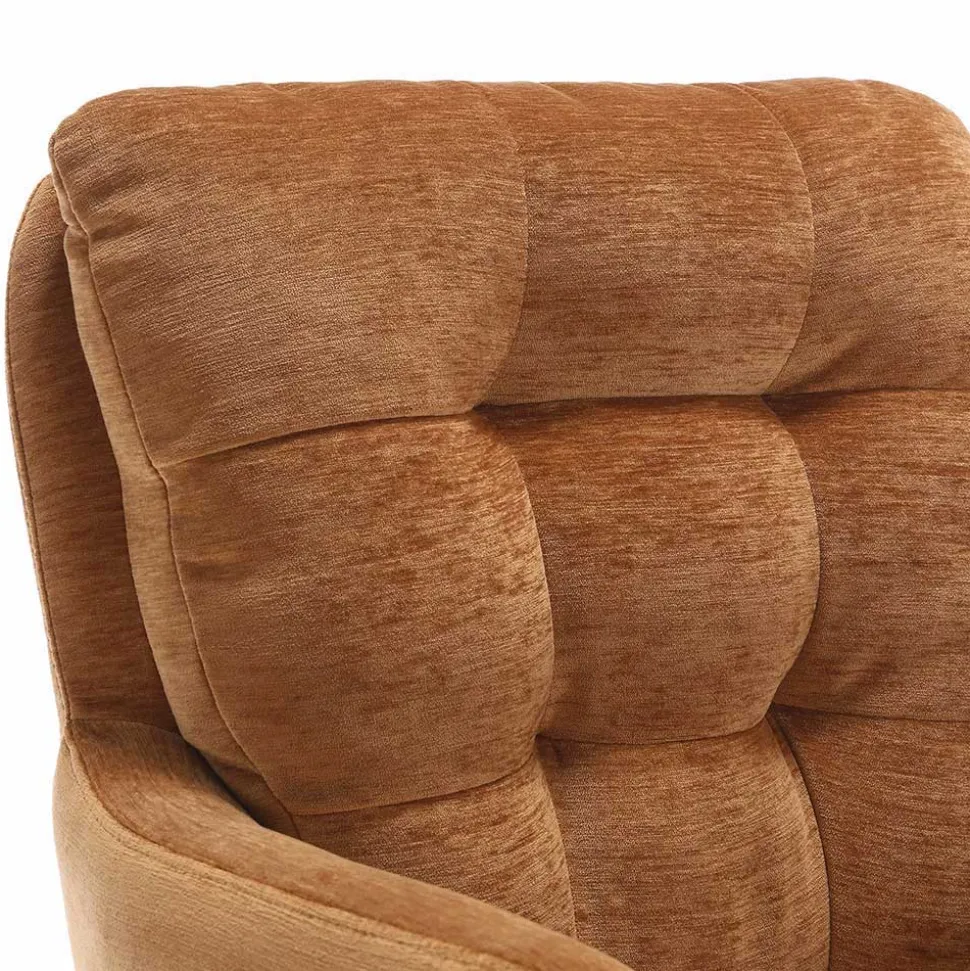 Chenille Armlehnenstuhl in Ockergelb - Martinus (2er Set)