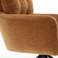 Chenille Armlehnenstuhl in Ockergelb - Martinus (2er Set)