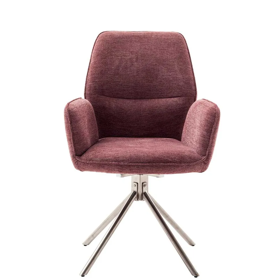 Chenille Drehstühle in Altrosa - Veron (2er Set)