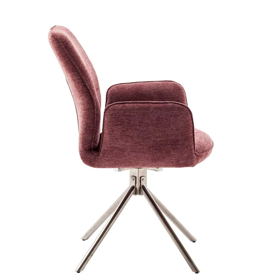 Chenille Drehstühle in Altrosa - Veron (2er Set)