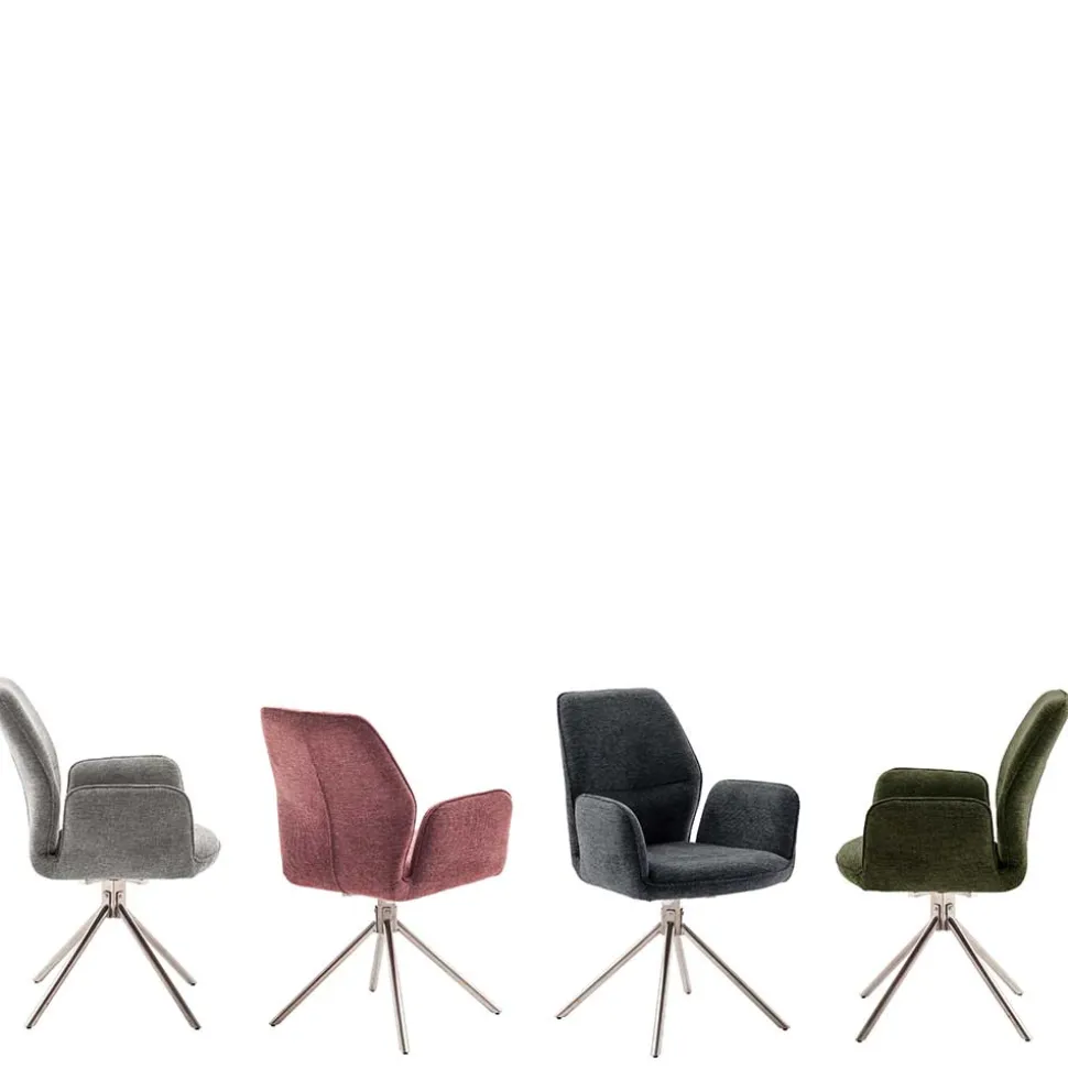 Chenille Drehstühle in Altrosa - Veron (2er Set)