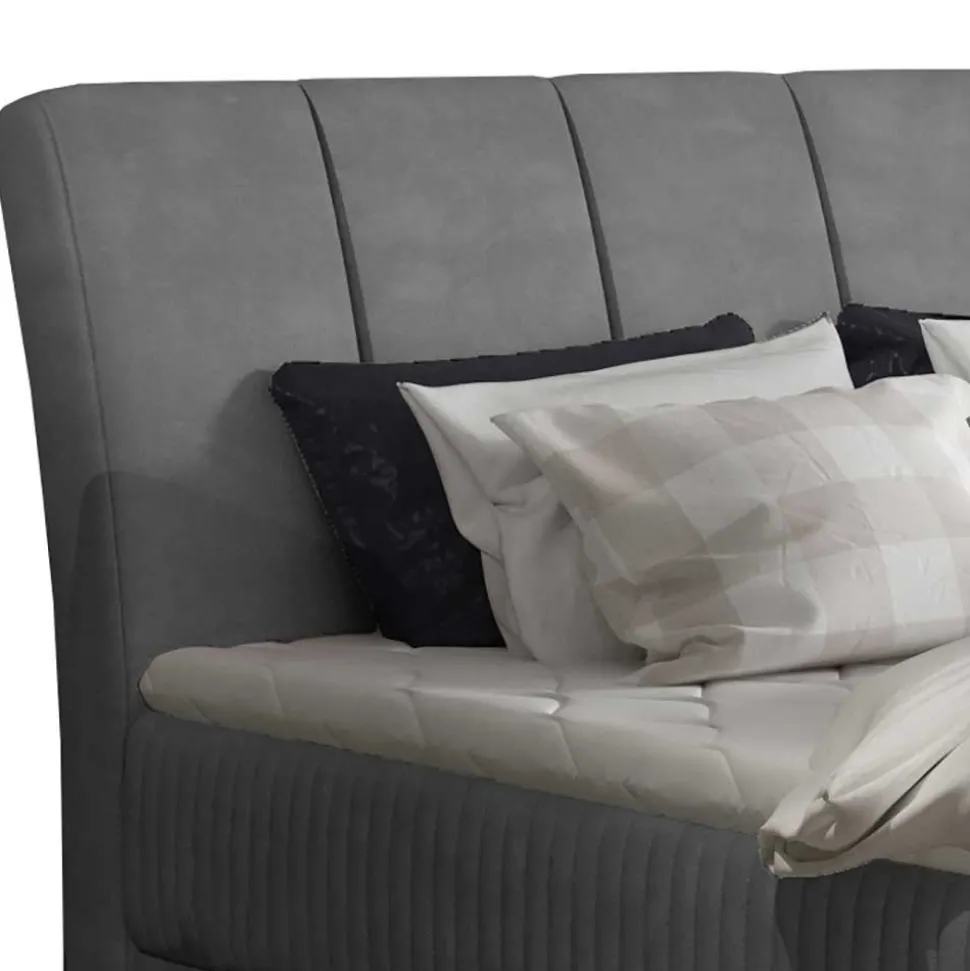 Chenille Polsterbett in Hellgrau - Laduvia