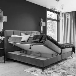 Chenille Polsterbett in Hellgrau - Laduvia