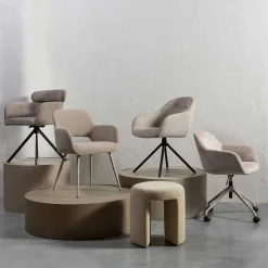 Chenille Schreibtischstuhl in Taupe - Vorius