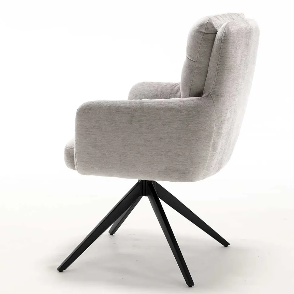 Chenille Tischsessel in Taupe - Vatros (2er Set)