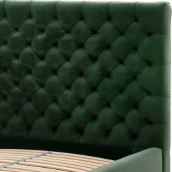 Chesterfield Bett in Dunkelgrün Samt - Jesafina