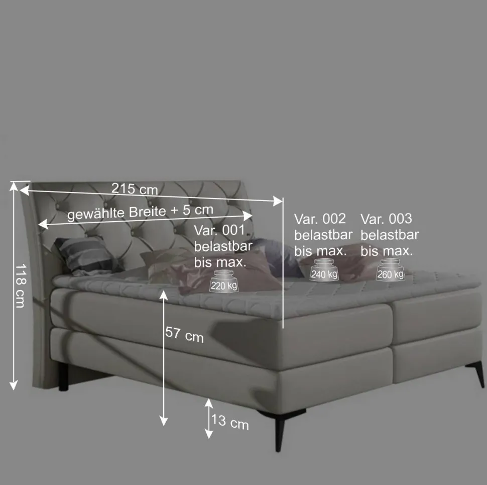 Chesterfield Boxbett aus Kunstleder in Weiß - Flenco