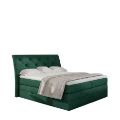 Chesterfield Boxspring Bett in Dunkelgrün Velours - Ardit