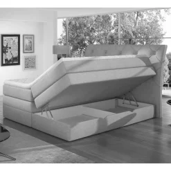 Chesterfield Boxspringbett in Dunkelgrau Vintage Optik - Albertiro