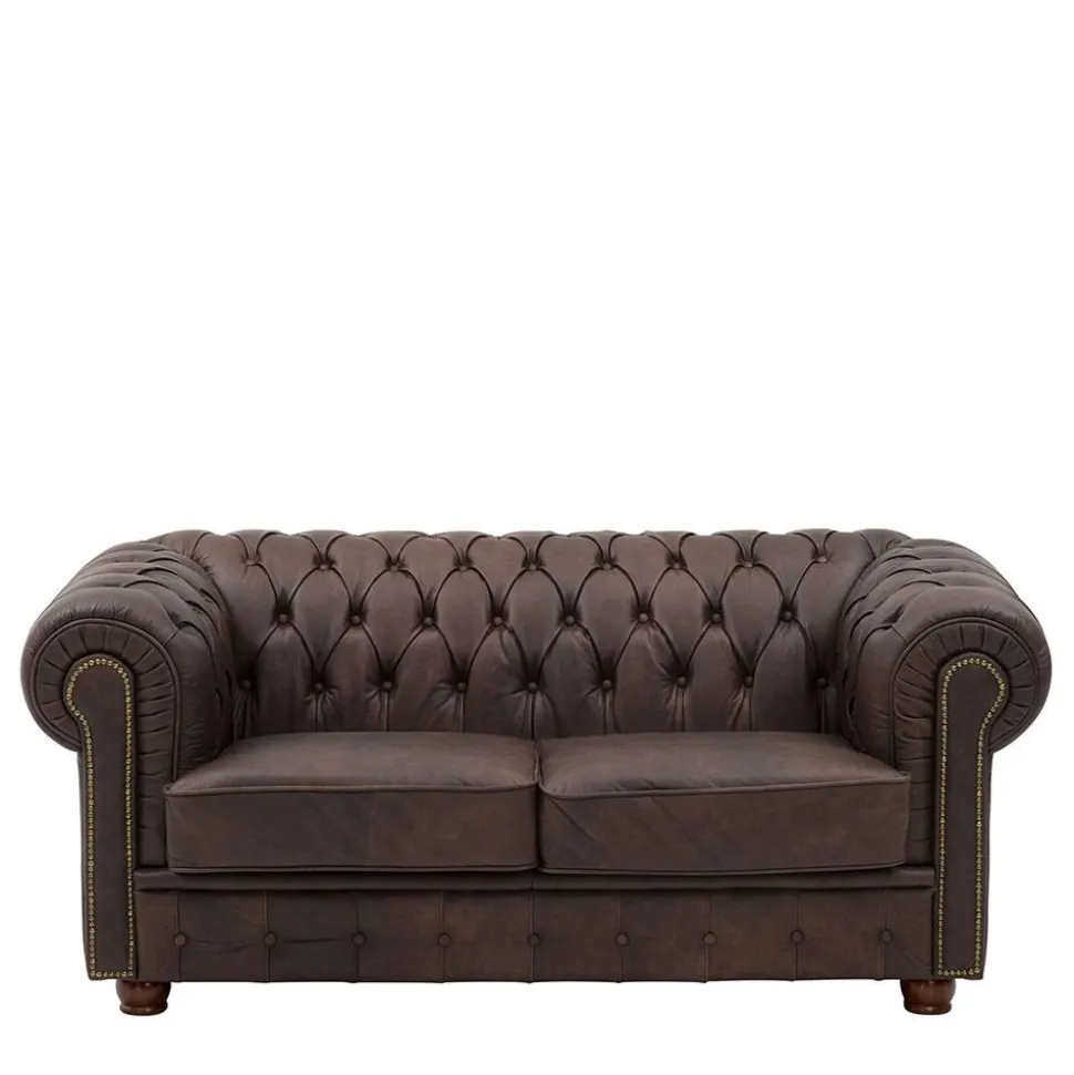 Chesterfield Couch aus Echtleder - Pluna