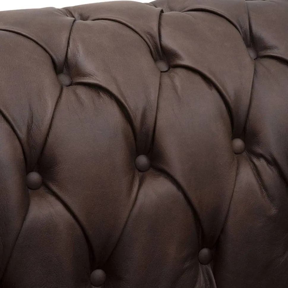 Chesterfield Couch aus Echtleder - Pluna