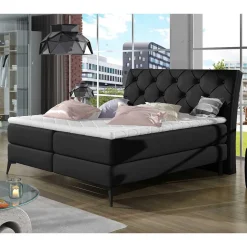 Chesterfield Komplettbett in Schwarz - Silvaria