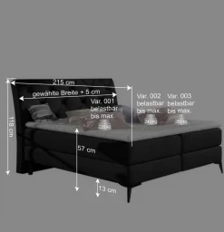 Chesterfield Komplettbett in Schwarz - Silvaria