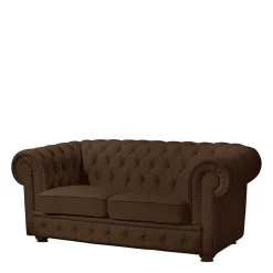 Chesterfield Kunstledercouch in Braun - Cementa