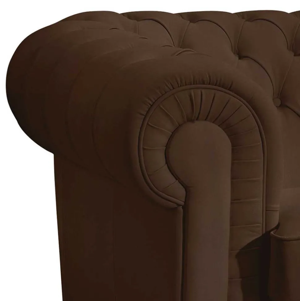 Chesterfield Kunstledercouch in Braun - Cementa