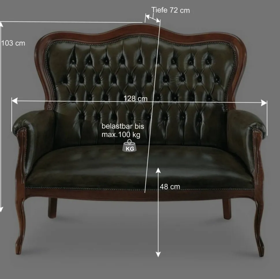 Chesterfield Polsterbank in Dunkelgrün Magari & Nussbaum