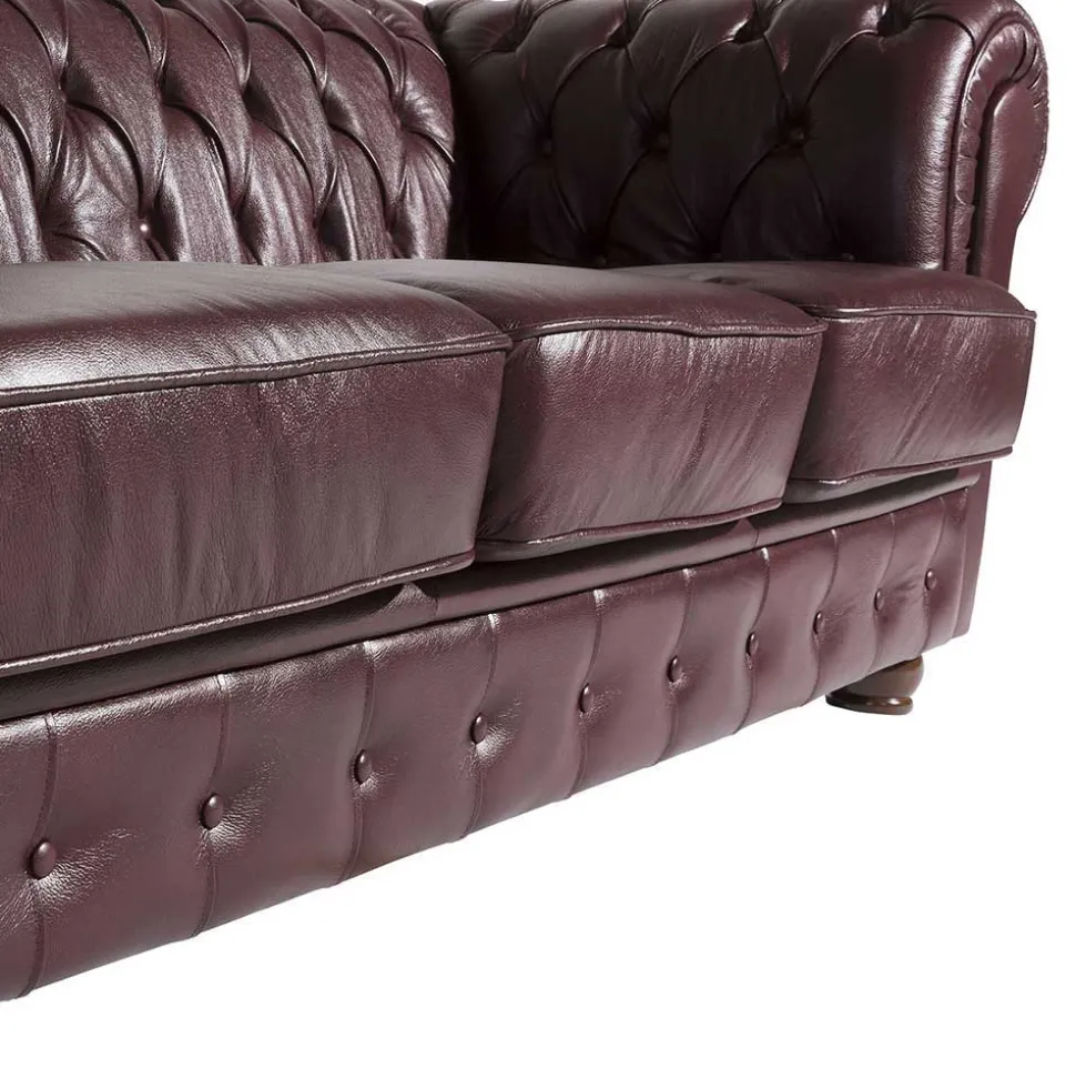 Chesterfield Polstergarnitur aus Leder - Geoloro (dreiteilig)