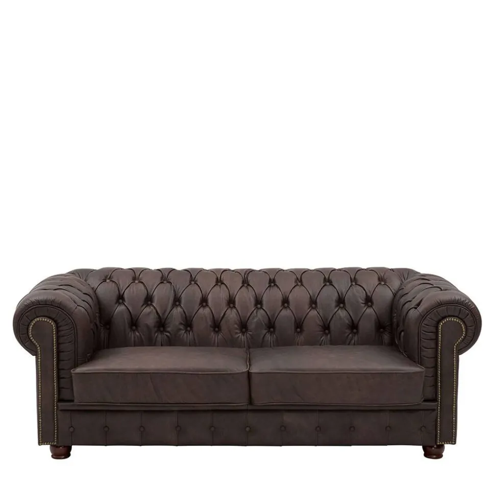 Chesterfield Polstergruppe aus Leder - Pluna (dreiteilig)