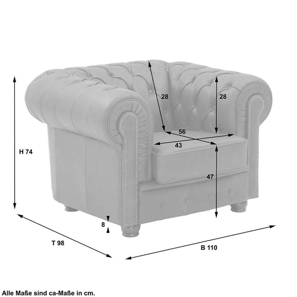 Chesterfield Polstergruppe aus Leder - Pluna (dreiteilig)