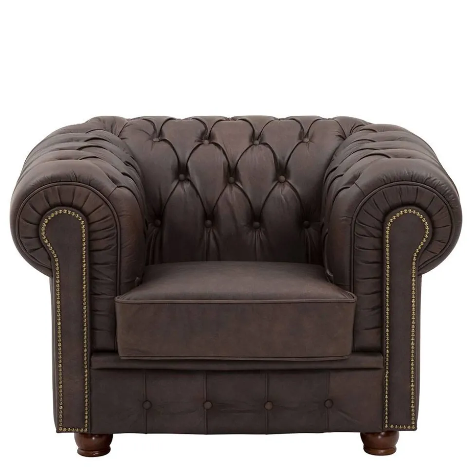 Chesterfield Polstergruppe aus Leder - Pluna (dreiteilig)