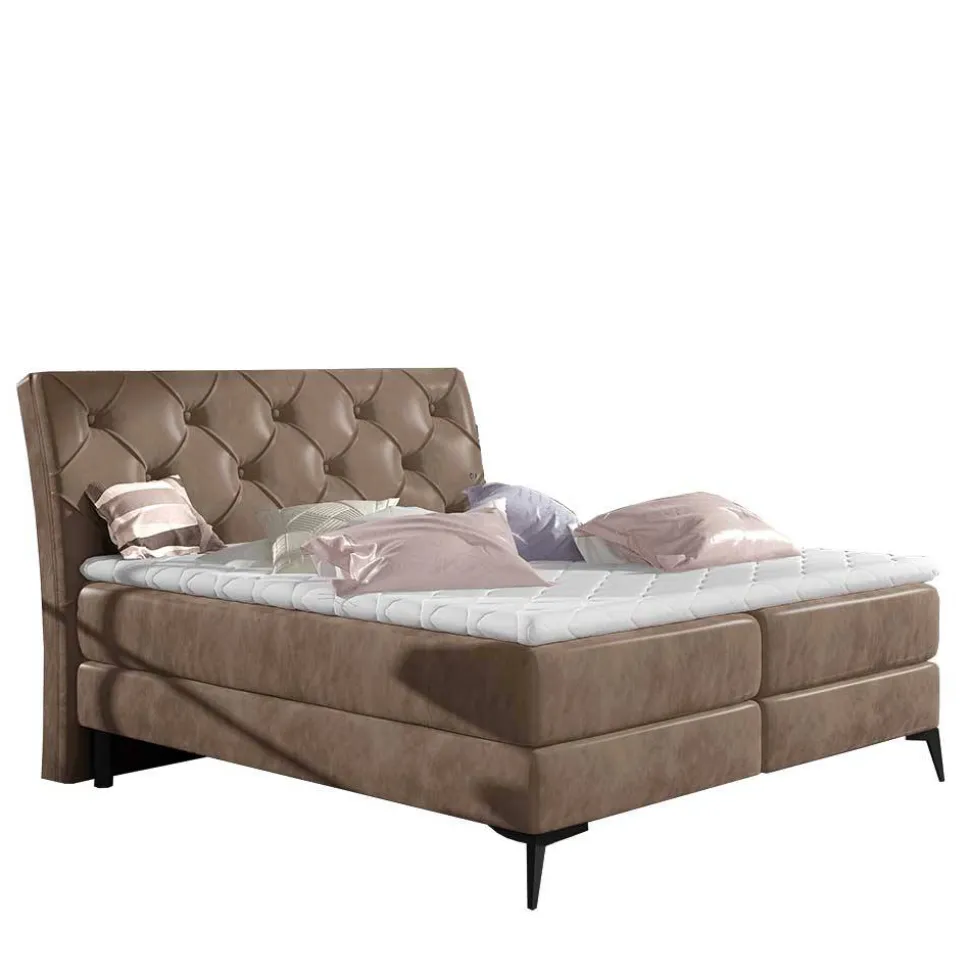 Chesterfield Samtbett in Hellbraun - Trenta