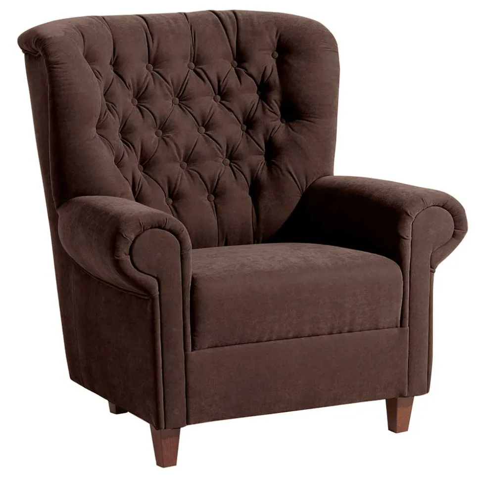 Chesterfield Sessel aus braunem Velours - Potriwa