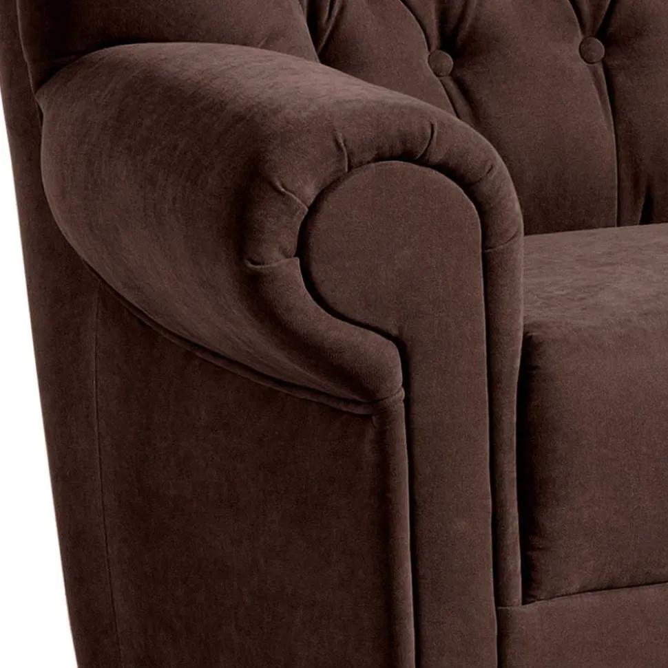 Chesterfield Sessel aus braunem Velours - Potriwa