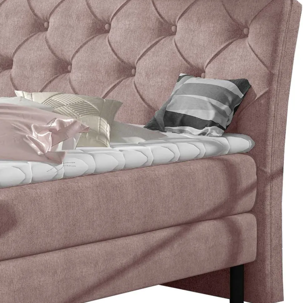 Chesterfield Stoffbett in Hellrosa - Askola