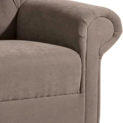 Chesterfield Velours-Sessel in Beigegrau - Georgetta