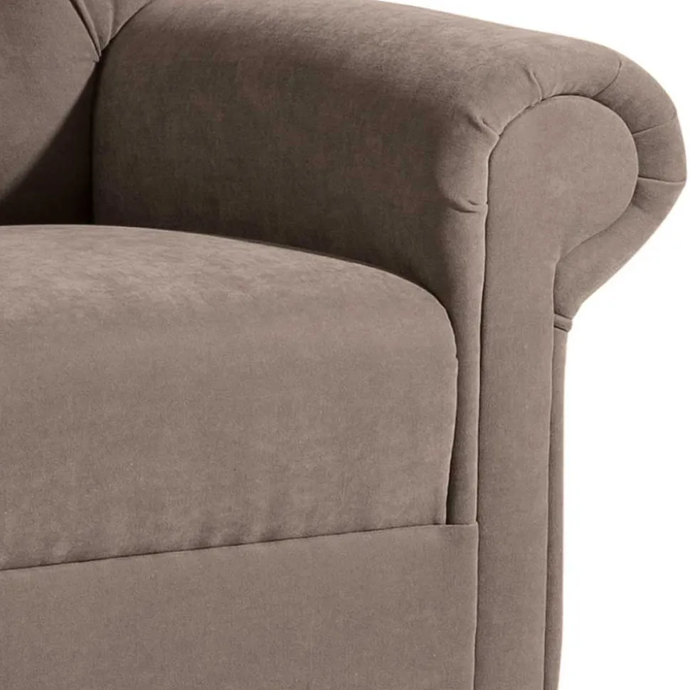 Chesterfield Velours-Sessel in Beigegrau - Georgetta