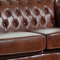 Chesterfield Zweisitzer Sofa in Braun - Pluna