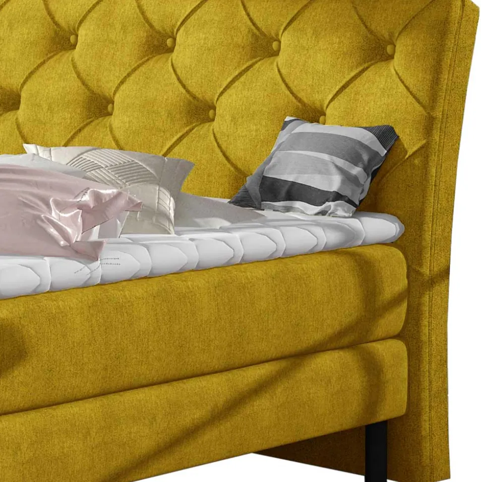 Chesterfieldbett in Currygelb Stoff - Friscura