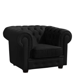 Chesterfield-Sessel in Schwarz Kunstleder - Riscos