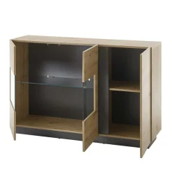 138cm breite Kommode mit Glaseinsatz - Lairian