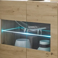 138cm breite Kommode mit Glaseinsatz - Lairian