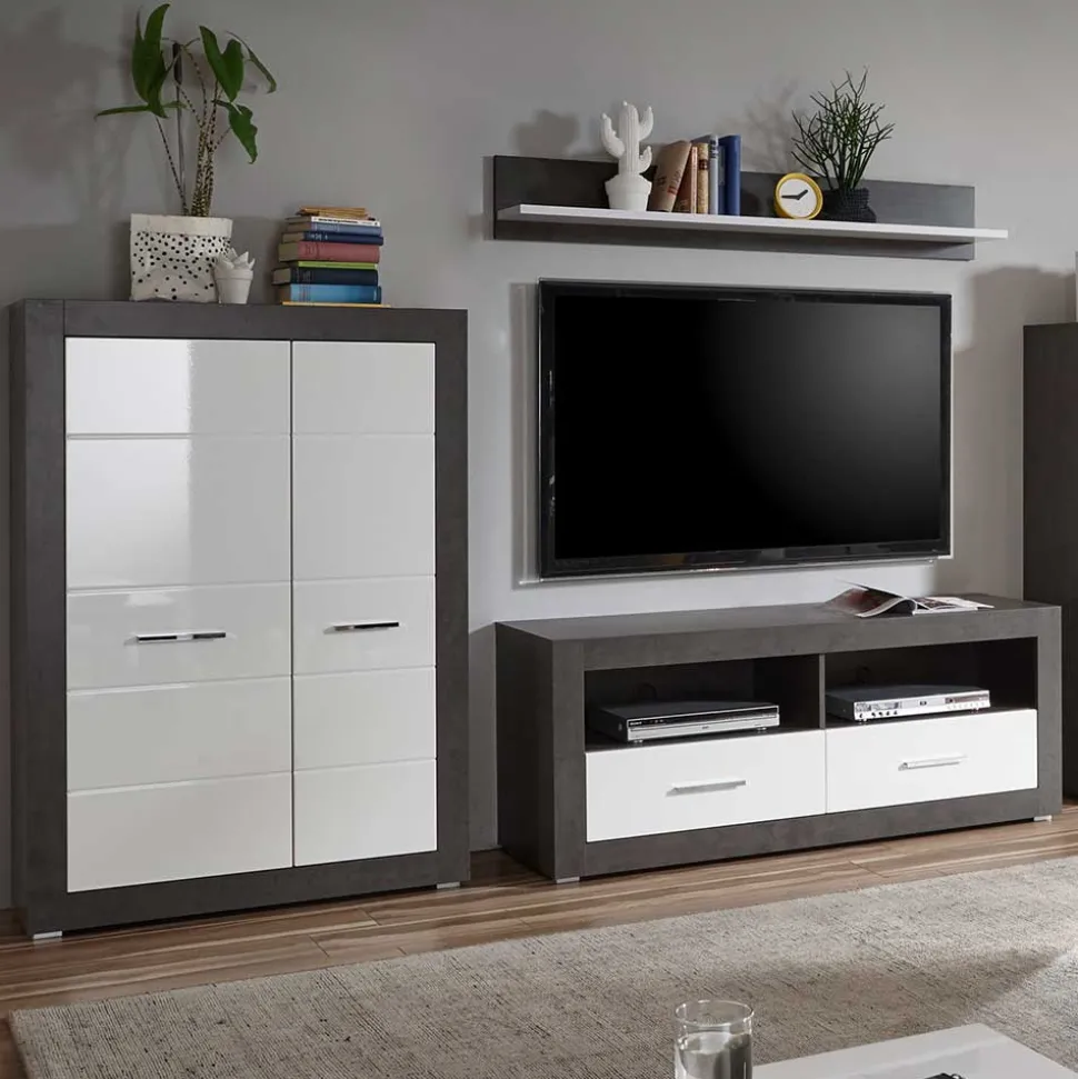 250cm breite TV Wohnwand modern - Istensa I (dreiteilig)