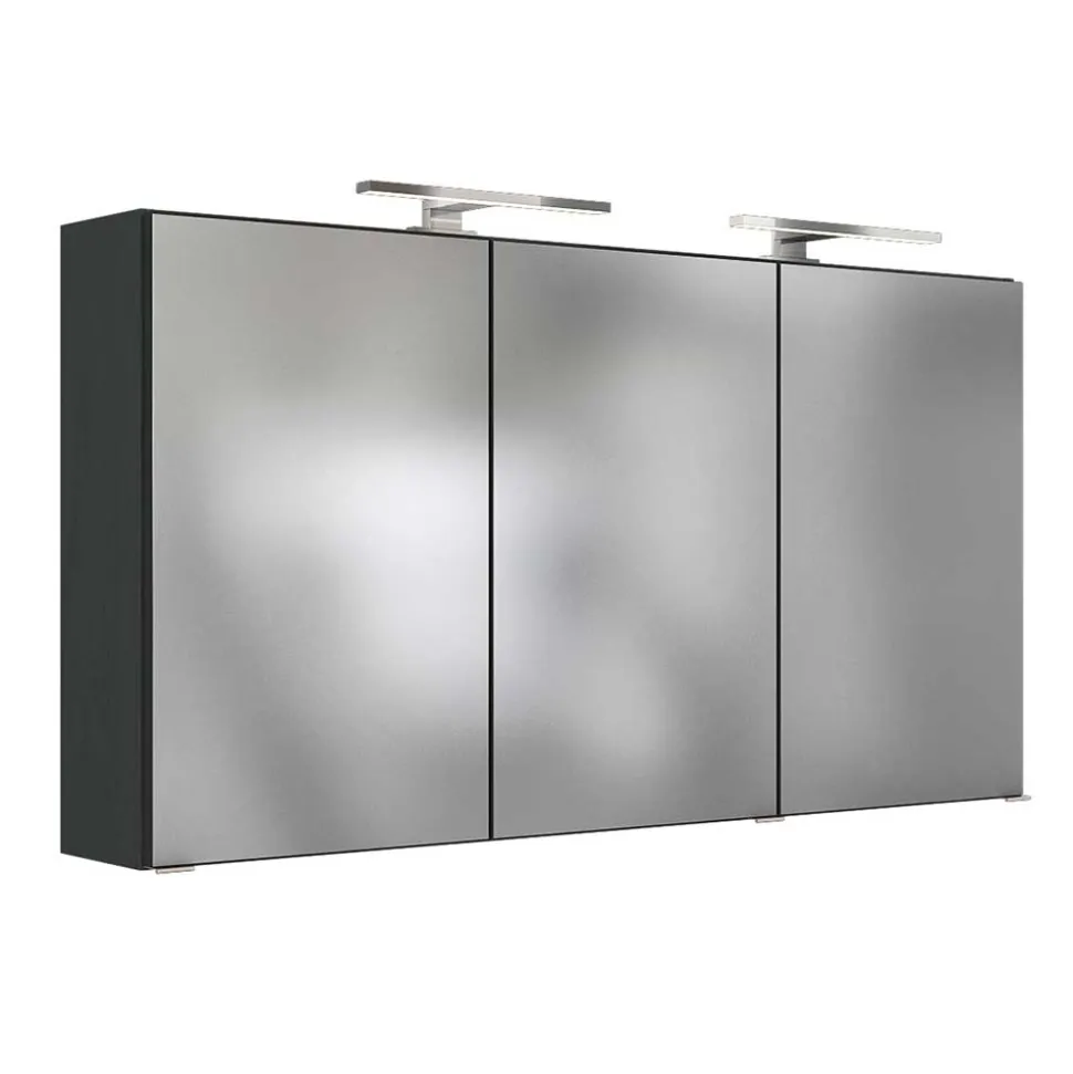 120cm breiter Badezimmer Spiegelschrank in Grau - Endely