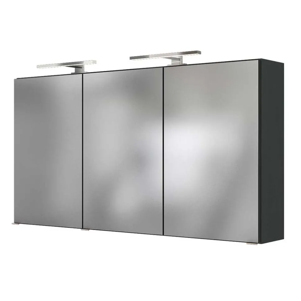 120cm breiter Badezimmer Spiegelschrank in Grau - Endely